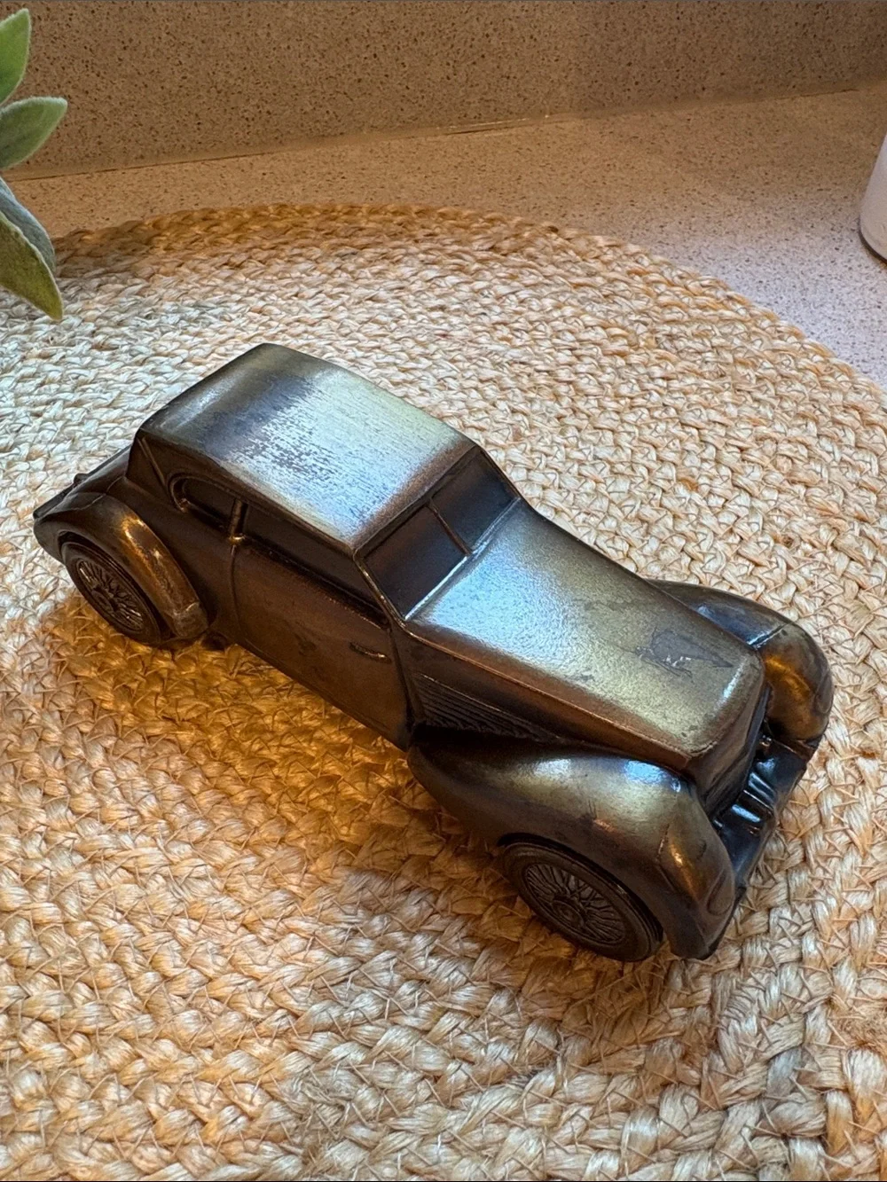 Vintage 1974 Cast Metal Car Automobile Coin Bank